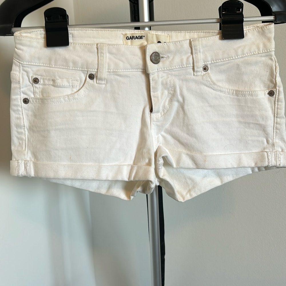 White jean shorts
